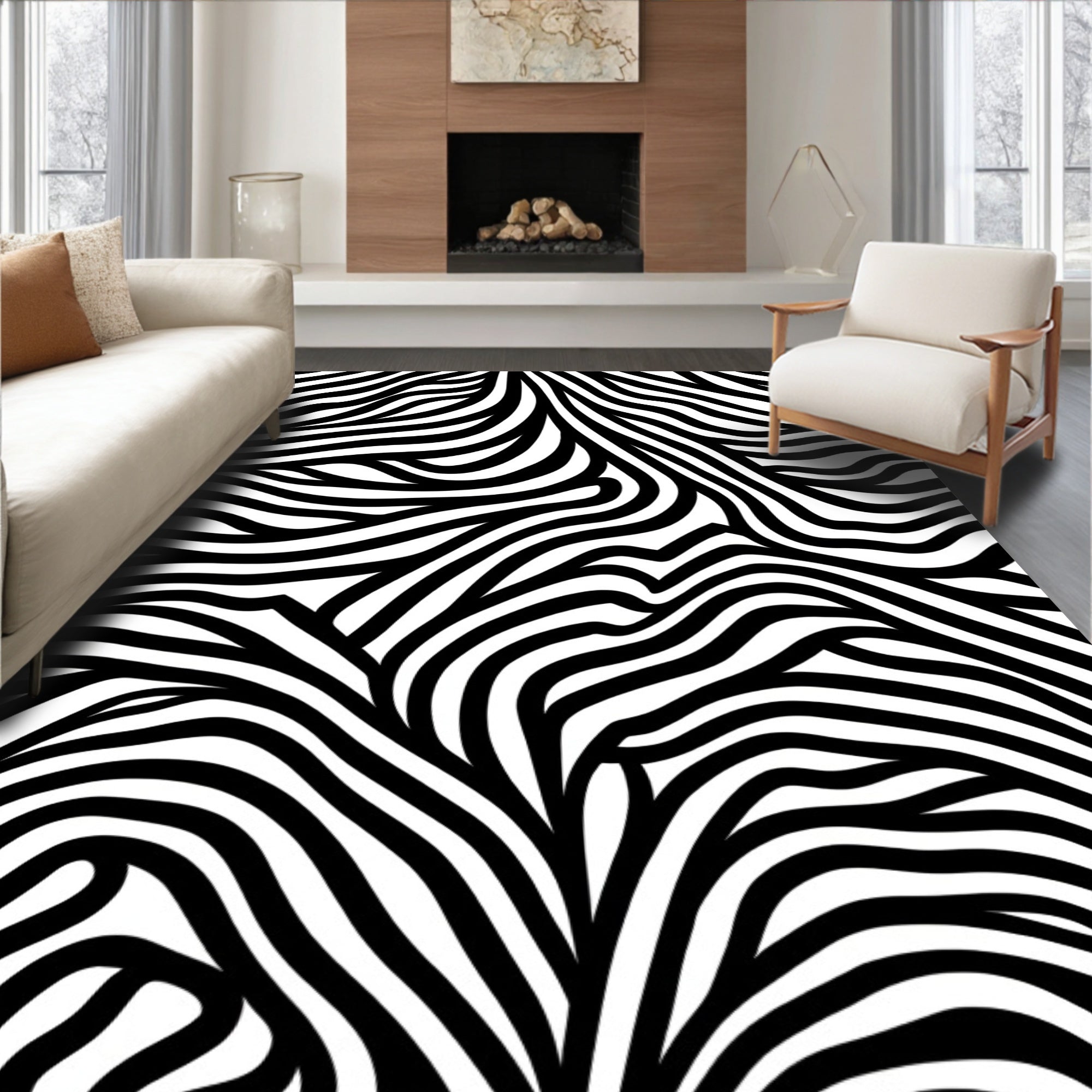 Bold Abstract Wave Pattern Rug