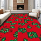 Red Holly Square Festive Pattern Rug