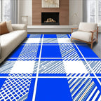 Blue White Plaid Pattern Rug