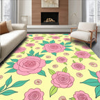 Pink Rose Garden Pattern Rug