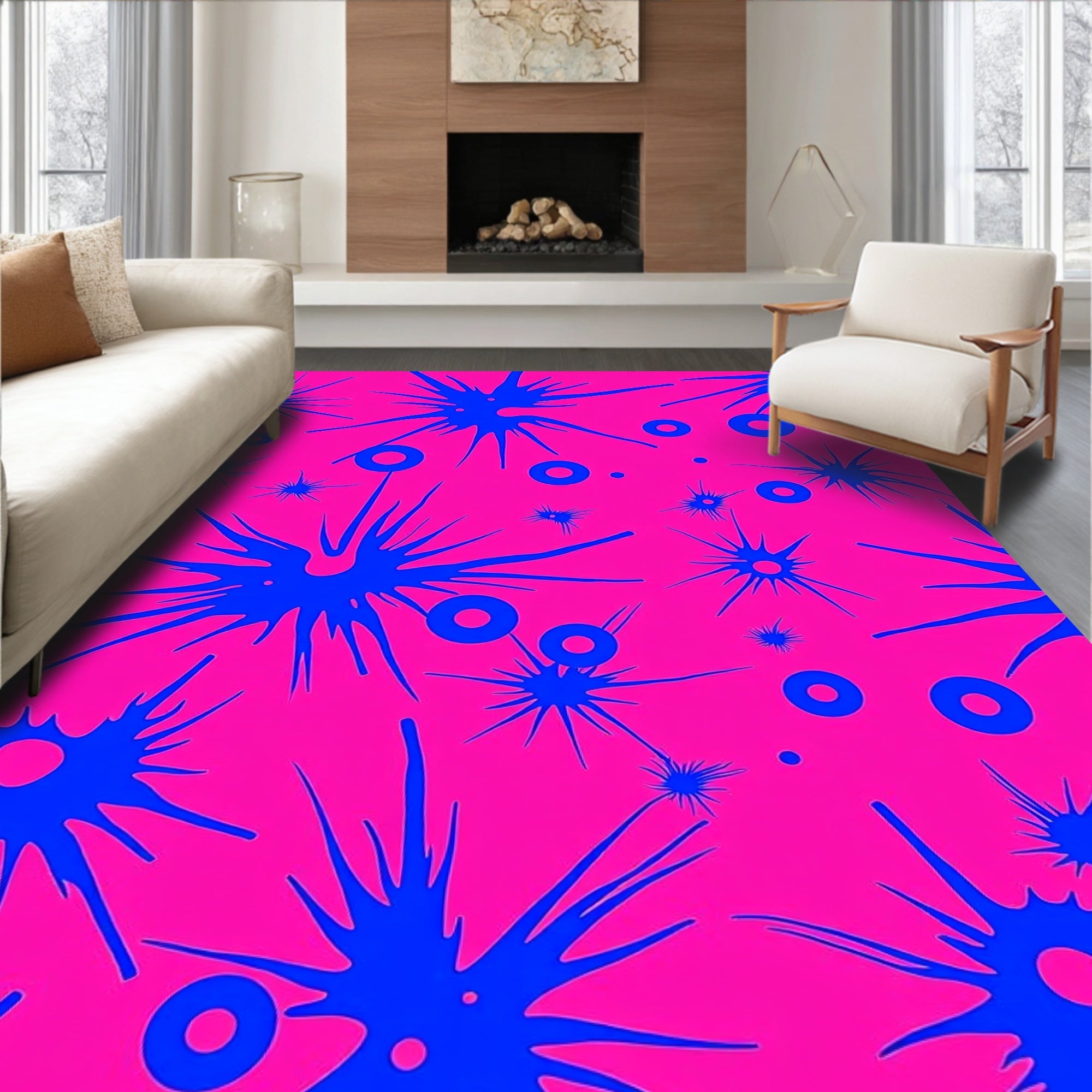 Exploding Star Circles Pattern Design Rug