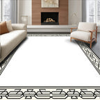 Black Interlocking Geometric Pattern Frame Rug