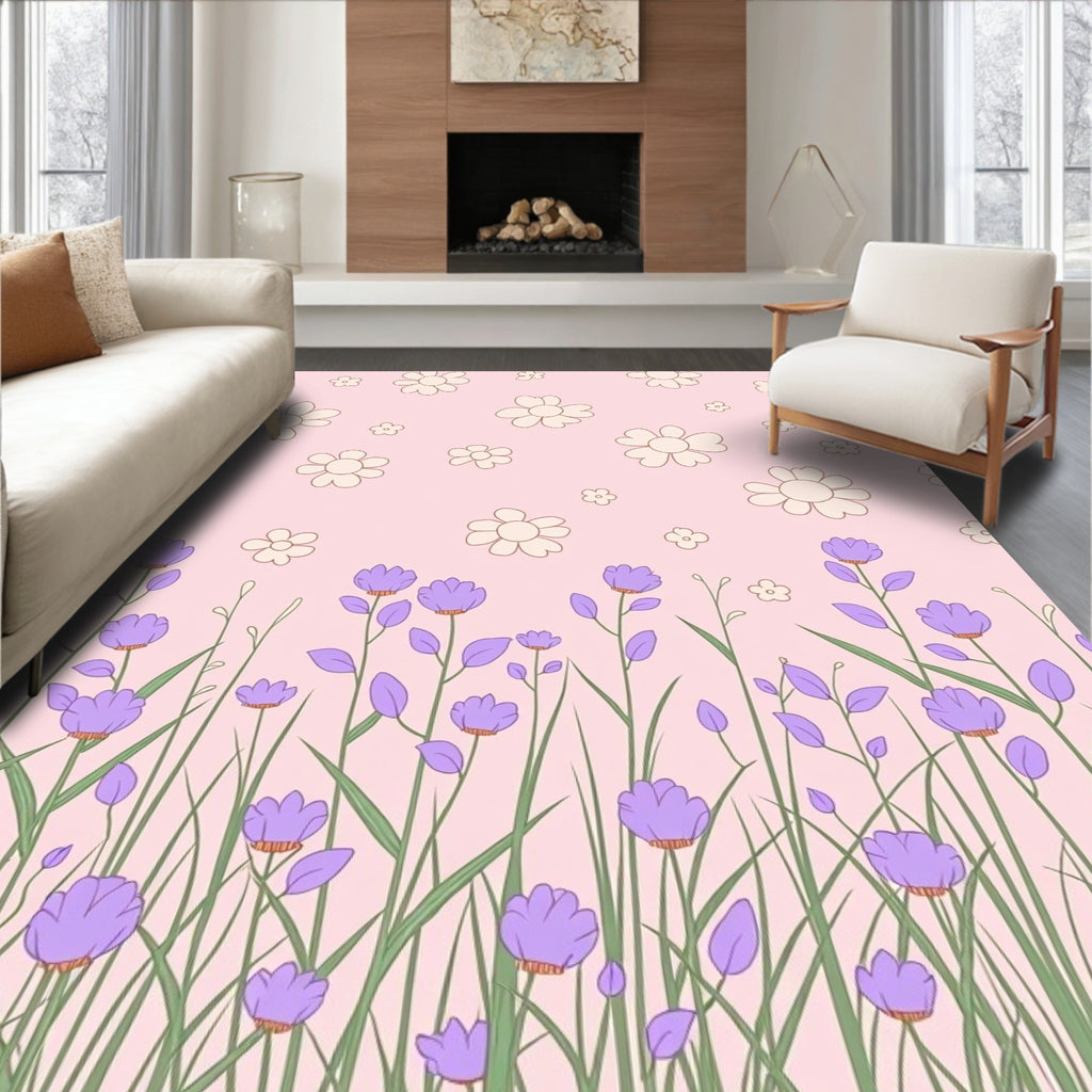 Whimsical Floral Garden Pattern Rug