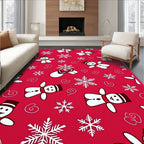 Festive Snowman Snowflake Pattern Rug