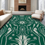 Green Cream Abstract Floral Pattern Rug