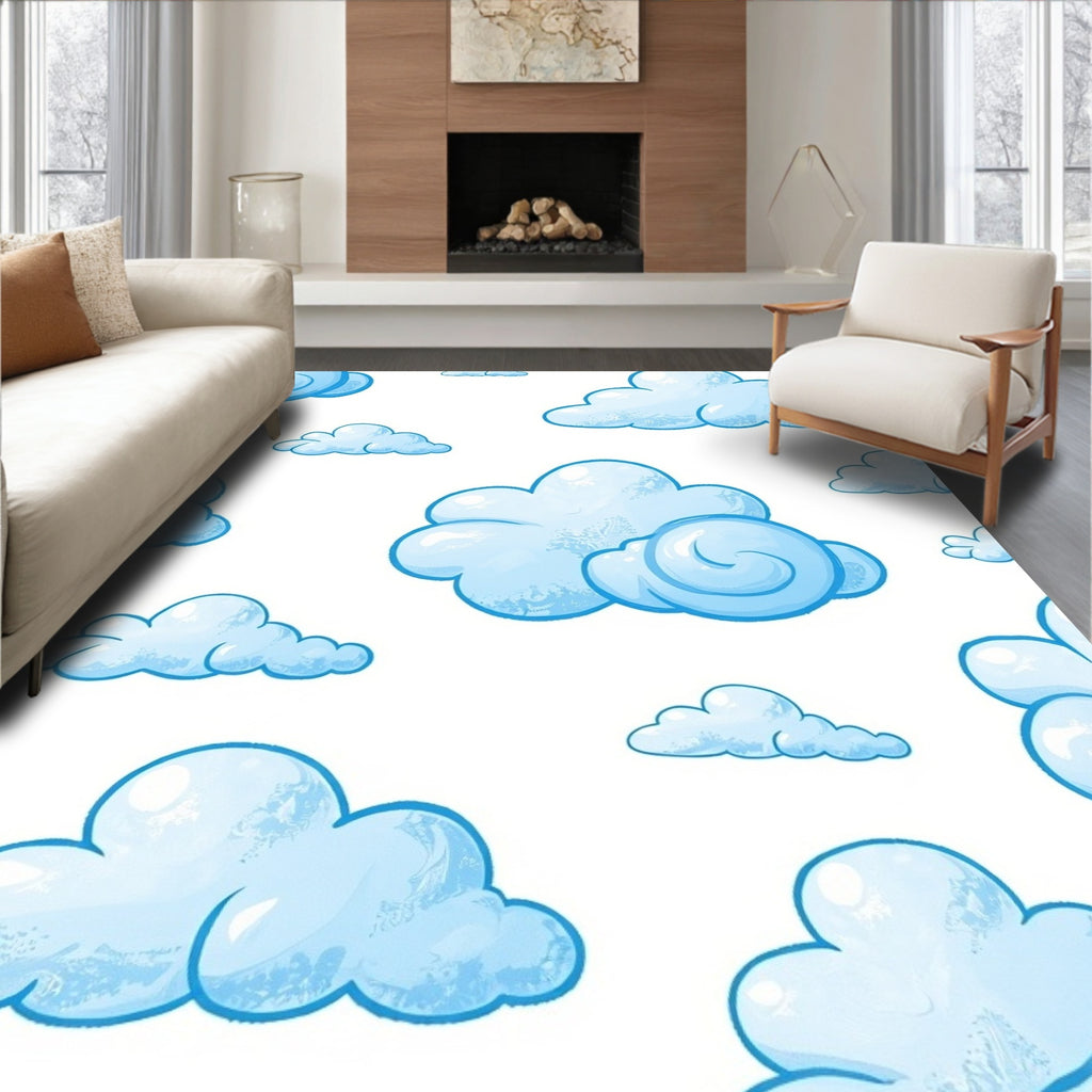 Whimsical Sky Cloud Pattern Design Rug