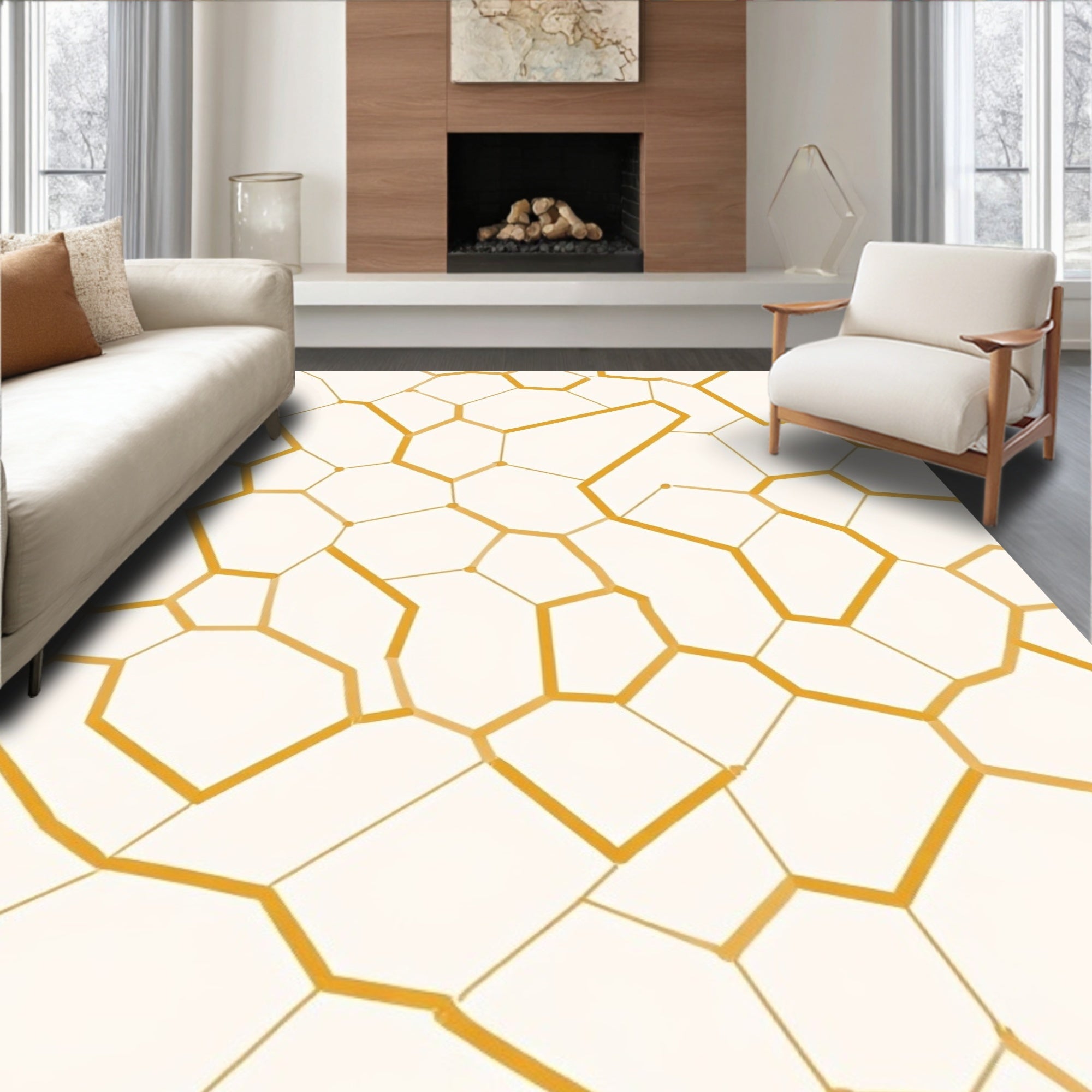 Geometric Network Pattern Design Rug