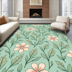 Pastel Floral Branch Botanical Design Rug