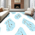 Abstract Ice Blue Wavy Contour Rug
