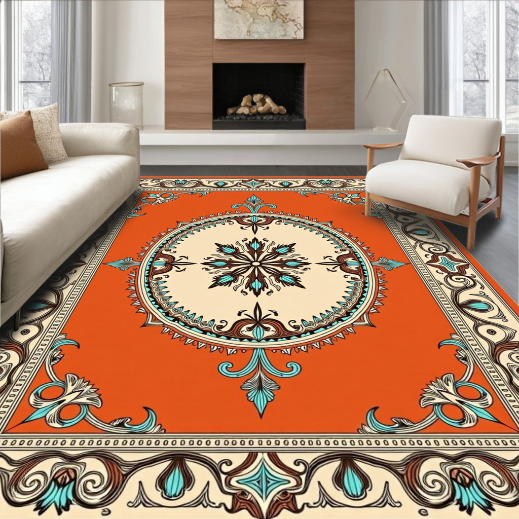 Vintage Floral Scrollwork Pattern Rug