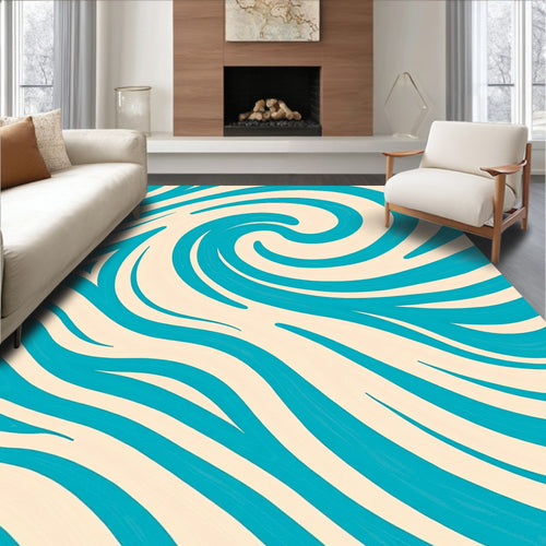 Abstract Aqua Swirl Pattern Rug