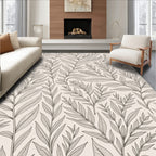 Natural Leaf Line Art Pattern Rug