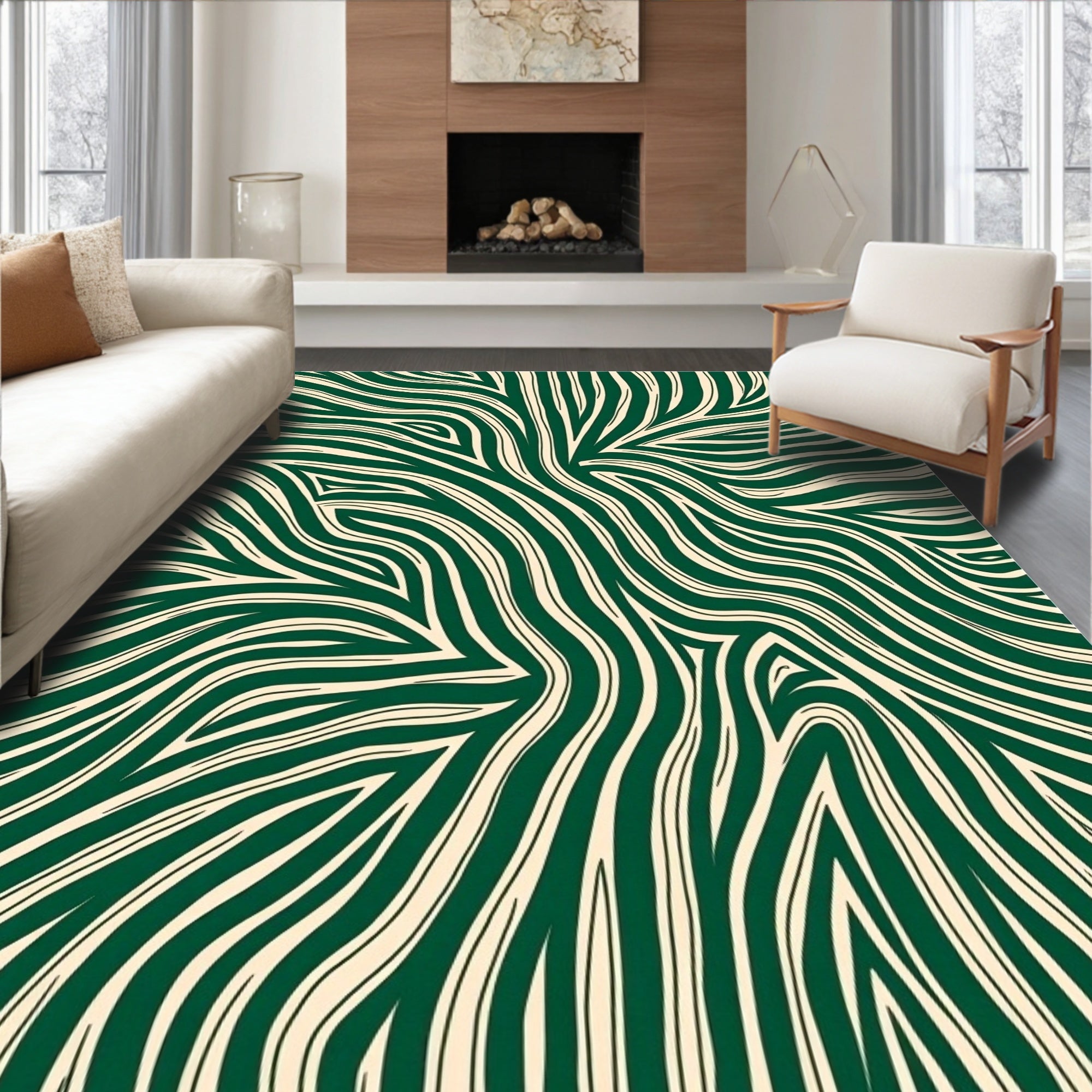 Abstract Wavy Lines Pattern Rug