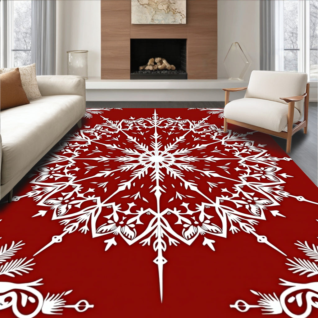 Intricate Snowflake Mandala Design Rug