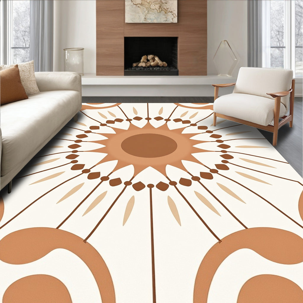 Mandala Style Sunburst Pattern Rug