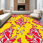 Bright Red Floral Swirl Pattern Rug