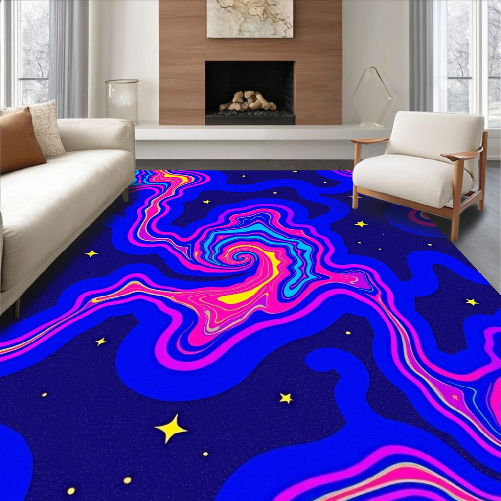 Vibrant Swirling Nebula Abstract Rug
