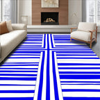 Bold Blue And White Stripe Design Rug