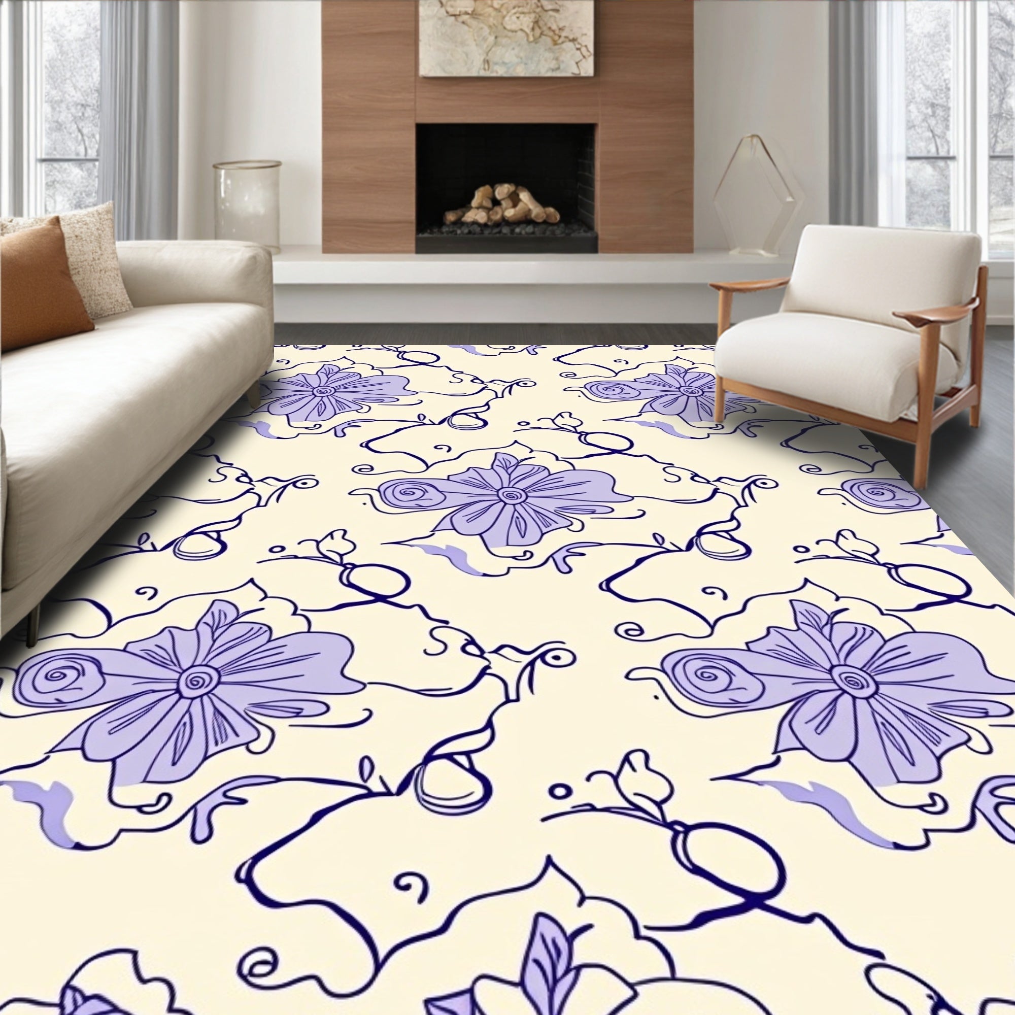 Floral Swirls Pattern Style Rug