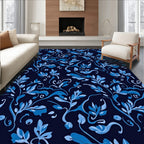 Blue Floral Vine Pattern Rug