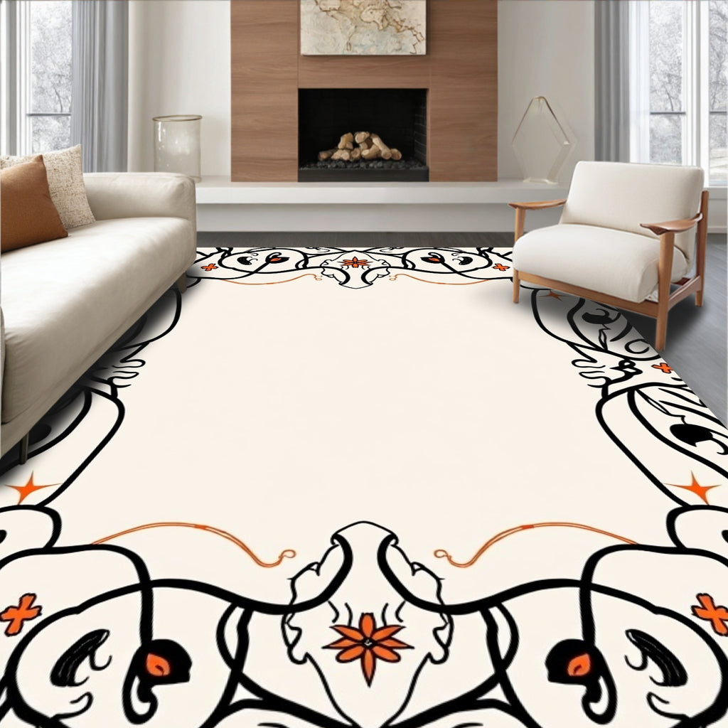 Bold Floral Swirl Art Nouveau Rug