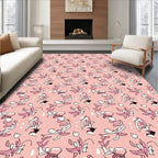 Playful Pink Botanical Abstract Pattern Rug
