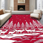 Winter Forest Reindeer Silhouette Rug