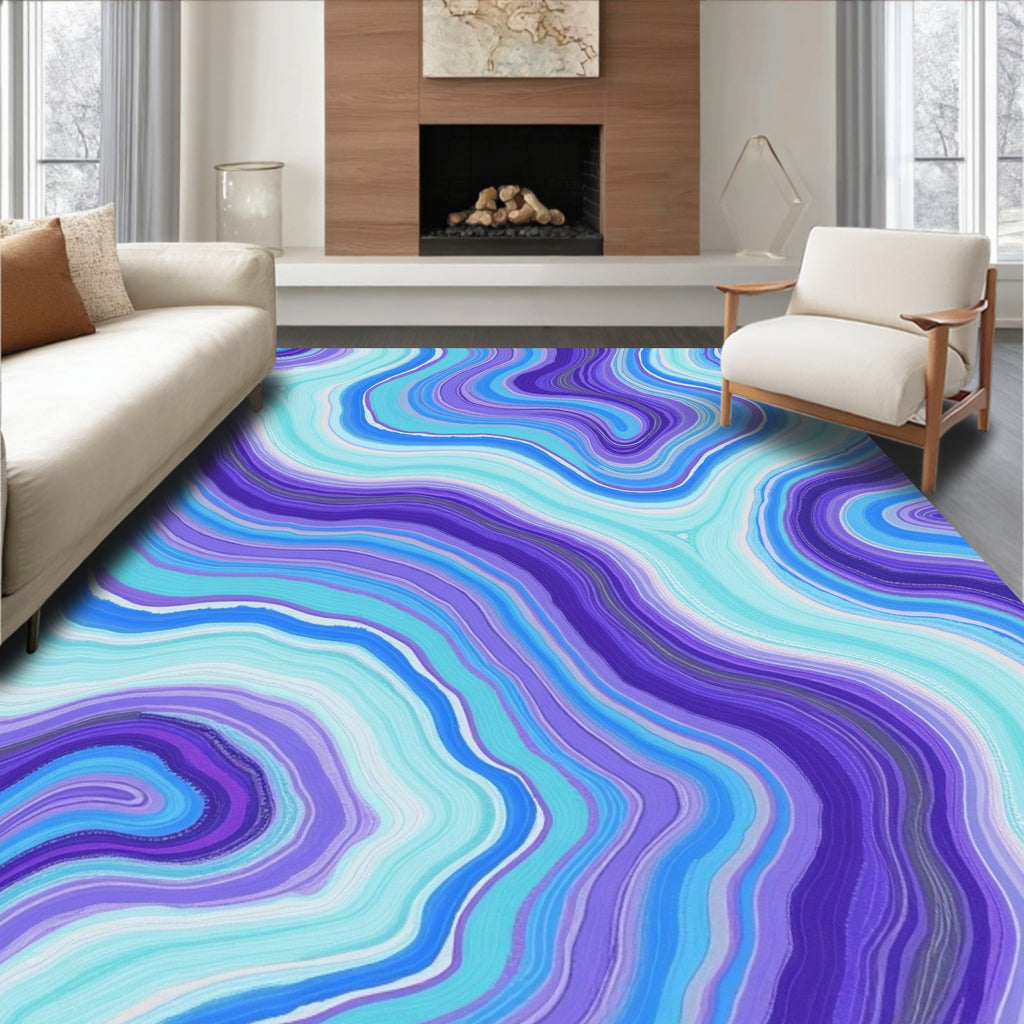 Ethereal Blue Purple Agate Pattern Rug