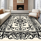 Ornate Floral Scroll Filigree Border Rug
