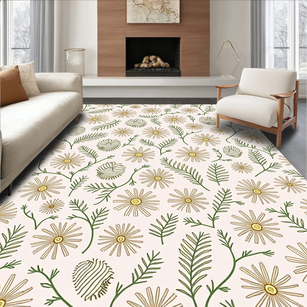Daisy And Fern Pattern Rug