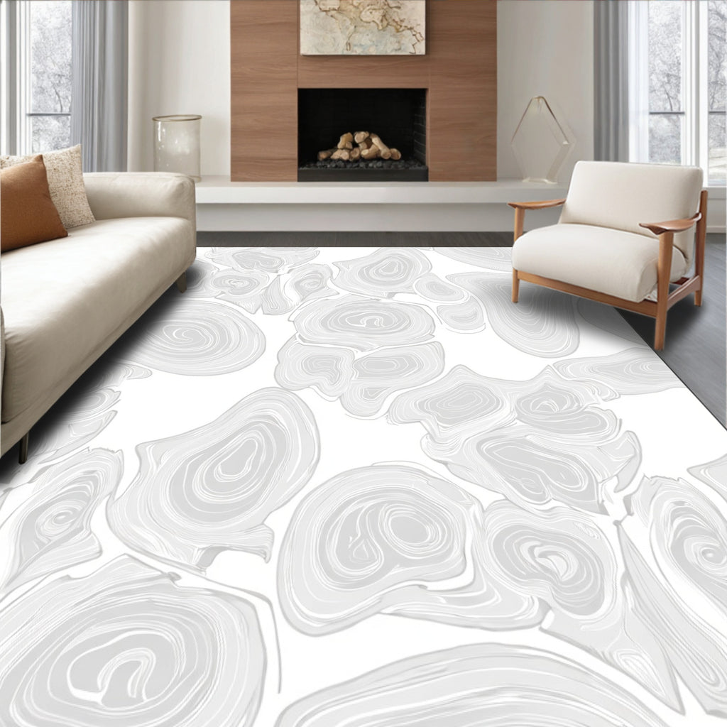 Organic Swirls Light Gray Pattern Rug