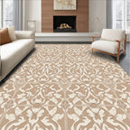 Intricate Floral Patterned Beige Rug