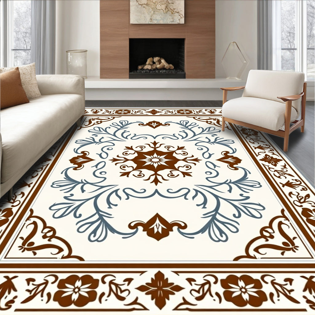 Contempory Floral Scrollwork Design Rug