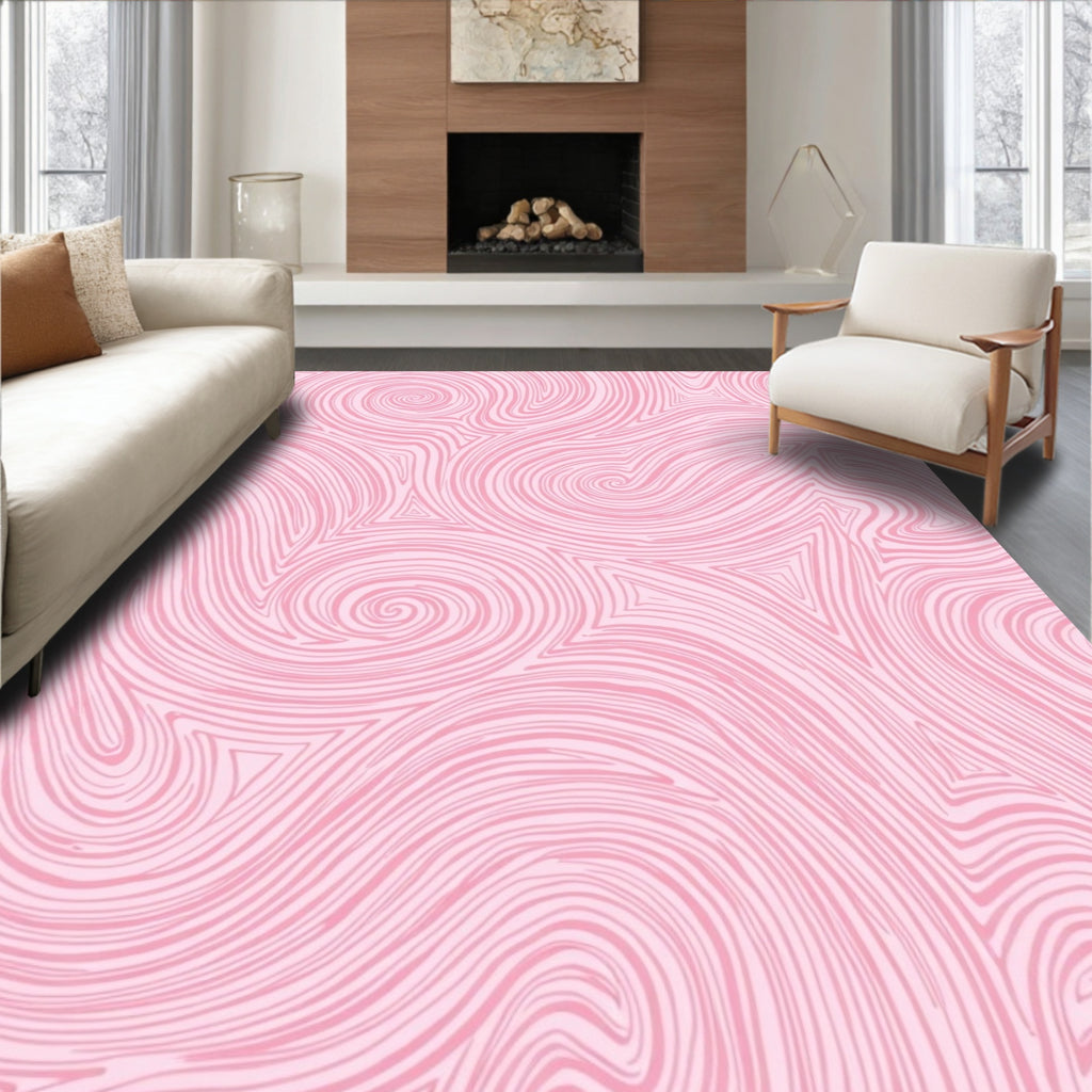 Pink Swirl Abstract Linear Pattern Rug