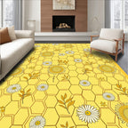 Yellow Daisy Honeycomb Pattern Rug