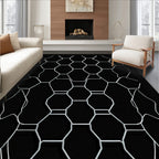 Geometric Hexagon Wireframe Pattern Rug