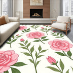 Pink Floral Rose Pattern Design Rug