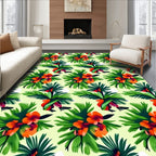 Exotic Tropical Floral Pattern Rug