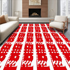 Bold Red Vertical Stripe Pattern Rug