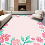 Charming Pink Floral Border Rug