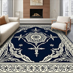 Ornate Floral Medallion Dark Design Rug