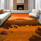 Sunset Herd With Mountain Panorama Rug