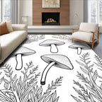 Woodland Mushroom Foliage Pattern Rug