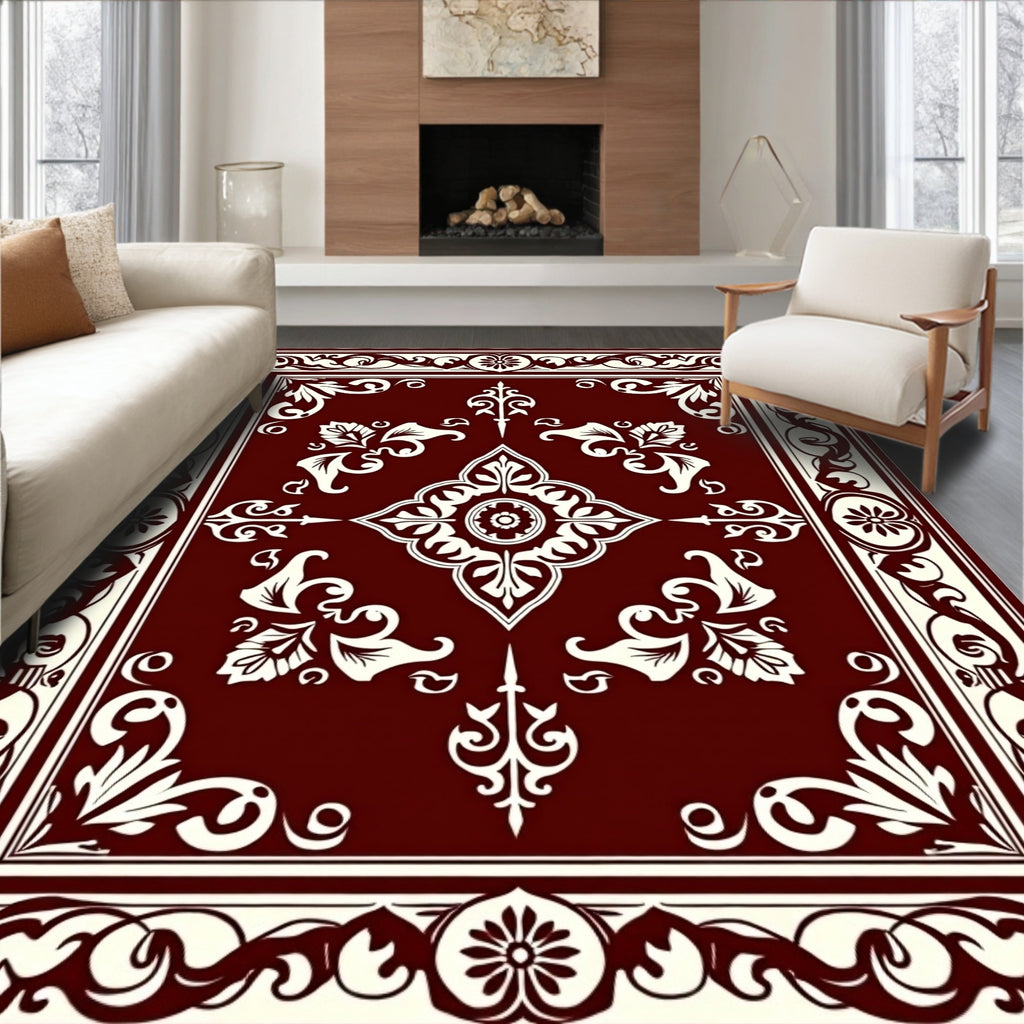 Ornate Floral Scrollwork Pattern Rug