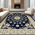 Floral Medallion Scroll Border Rug