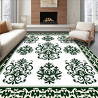 Traditional Damask Floral Scroll Pattern Rug
