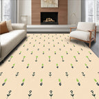 Light Yellow Green Floral Field Rug