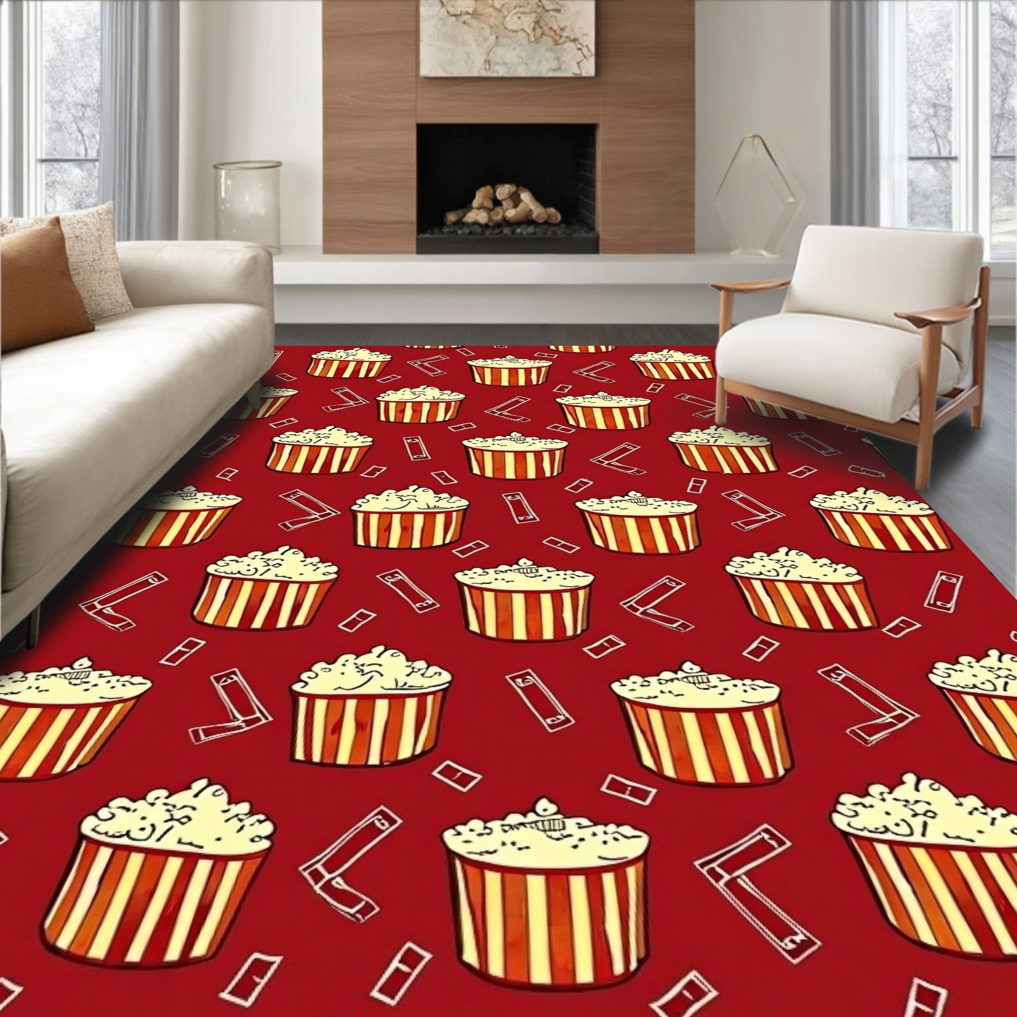 Red Popcorn Pattern Rug