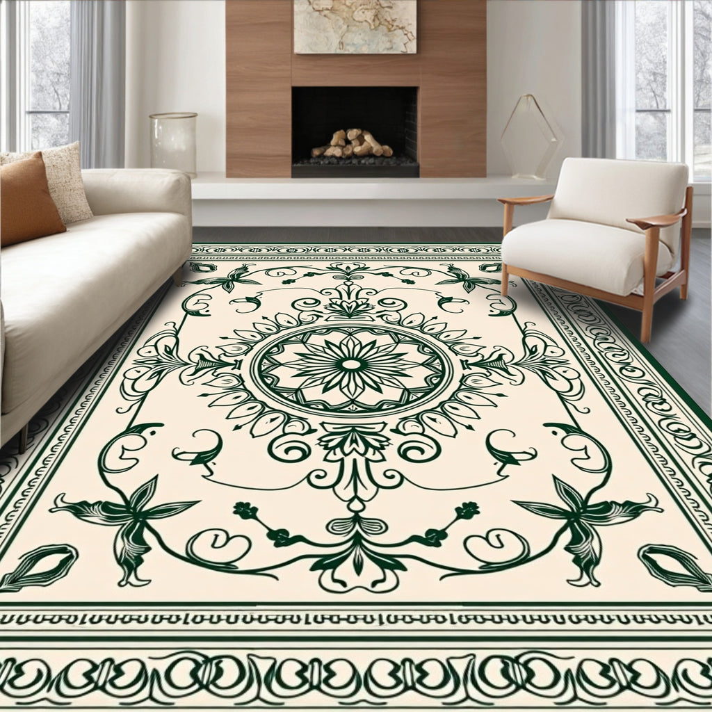 Classic Floral Scrollwork Medallion Design Rug