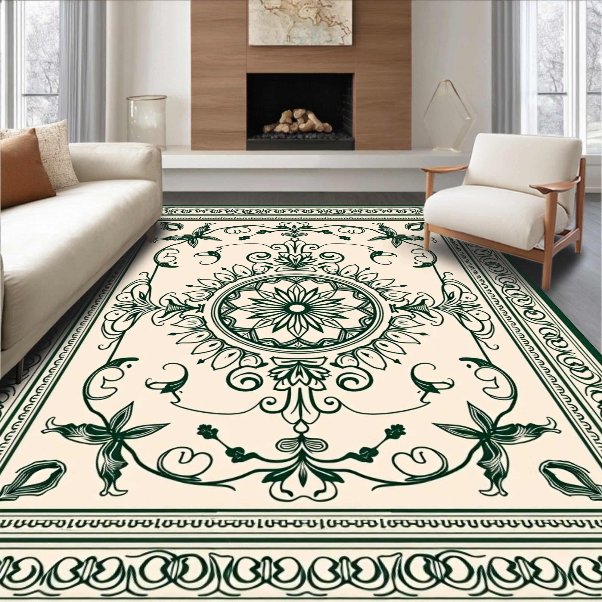 Classic Floral Scrollwork Medallion Design Rug